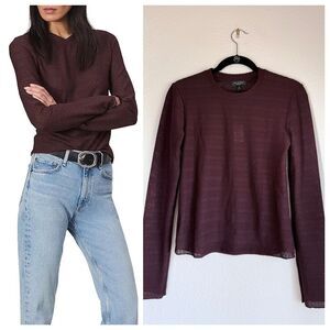 NEW Rag & Bone Julia Textured-Knit Crewneck Top in Dark Purple Size S
